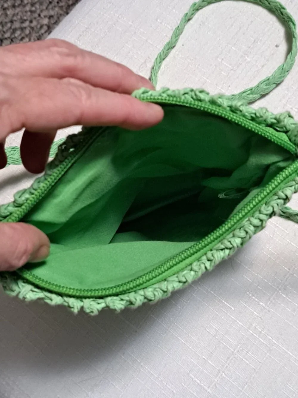 Bright Green Woven Paper Crissbody Purse